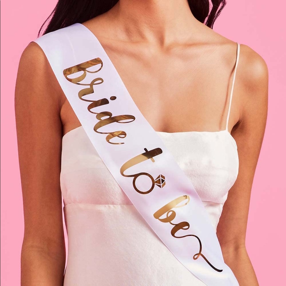 Bride to Be White Satin Sash with Diamond Pin 💎